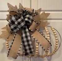 Pumpkin Wreath in Neutral Shades with a Pop of Buffalo Check