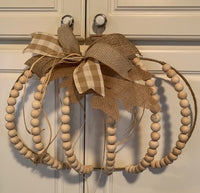 Pumpkin Wreath in Neutral Tones with Burlap Leaves