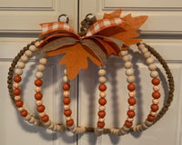 Pumpkin Wreath in Neutral Shades with Orange Accents